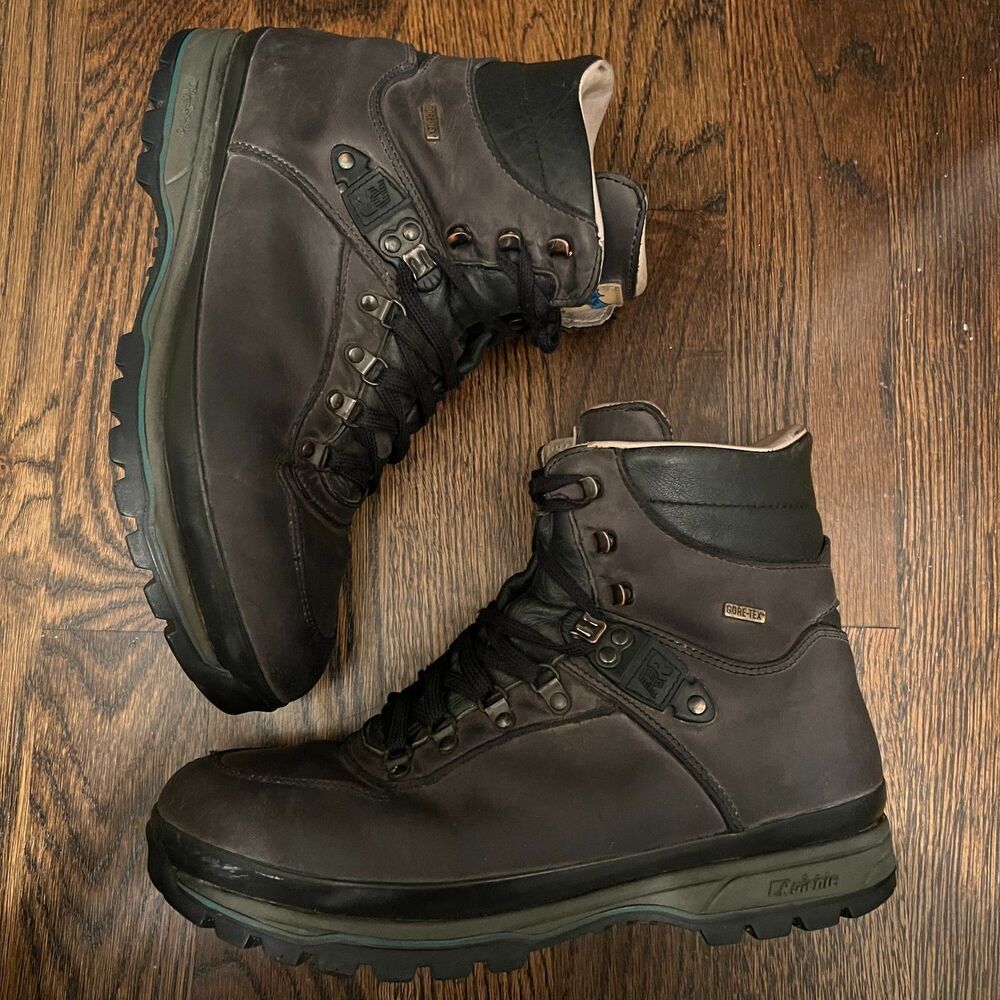 Raichle Gore-Tex Hiking Boots Mens 11.5 Black Leather Vibram Swiss Made Mountain